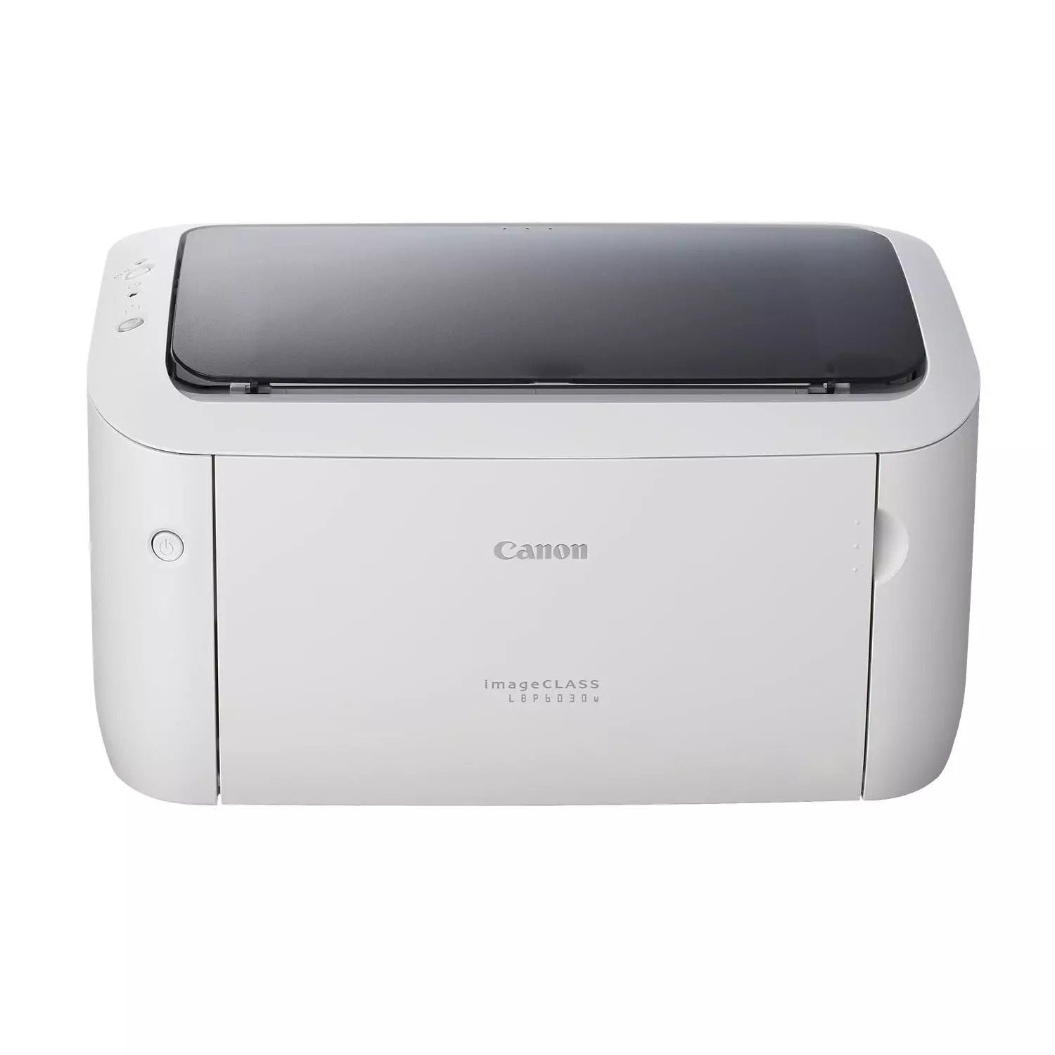 Canon imageCLASS LBP6030 white monochrome laser printer featuring a compact design and front paper tray."